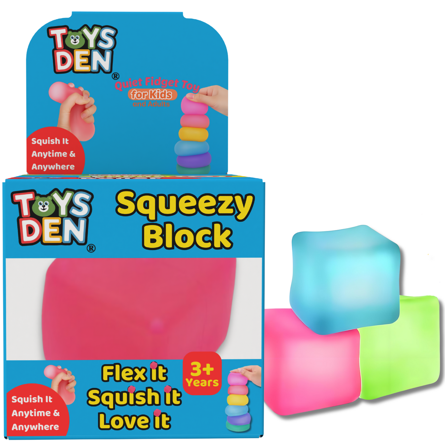 Toys Den Sensory Stress Cube Balls – colorful squishy fidget toy for anxiety relief and stress management