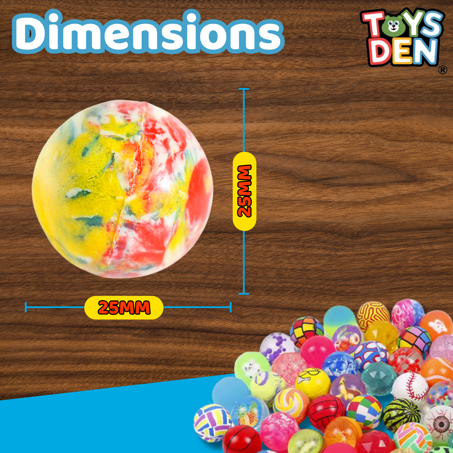 25MM Small Rubber Bouncy Balls – High Bounce Jet Balls for Kids, Party Bag Fillers, Birthday Loot Toys 35 Pack