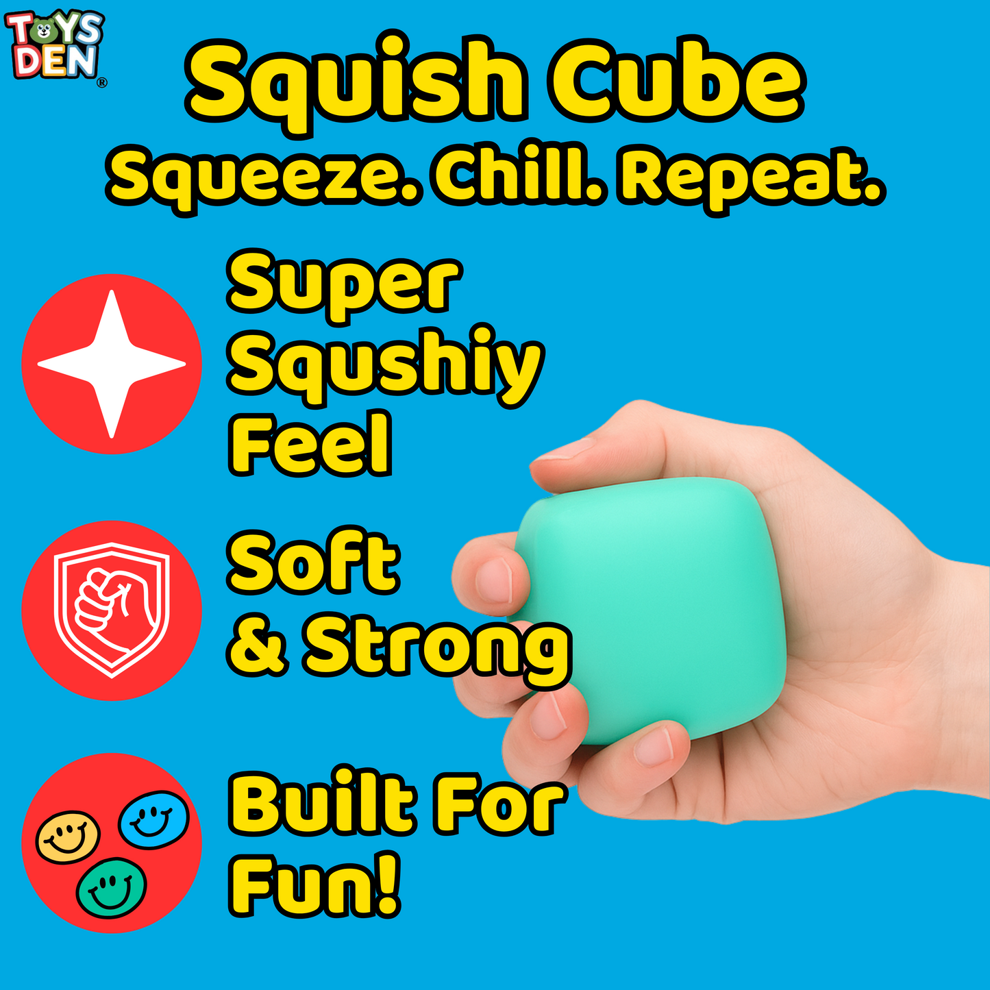 Toys Den Sensory Stress Cube Balls packaging showing safe, BPA-free materials