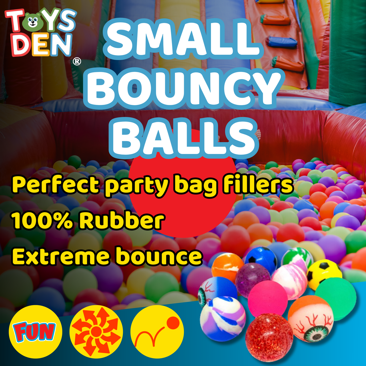 Toys Den 35-pack of 25MM bouncy balls in fun party bag